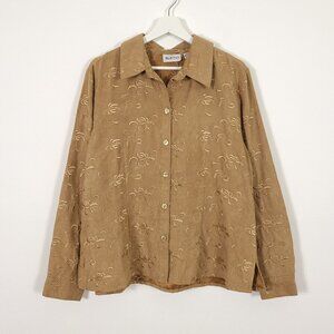 Vintage Brown Embroidered Button Down Shirt